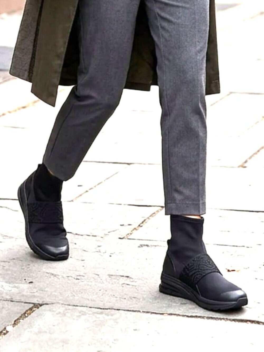 Taryn Rose Zorah ankle boots black sock-booties 1.5'' (4cm) wedge EU41.5 =US10